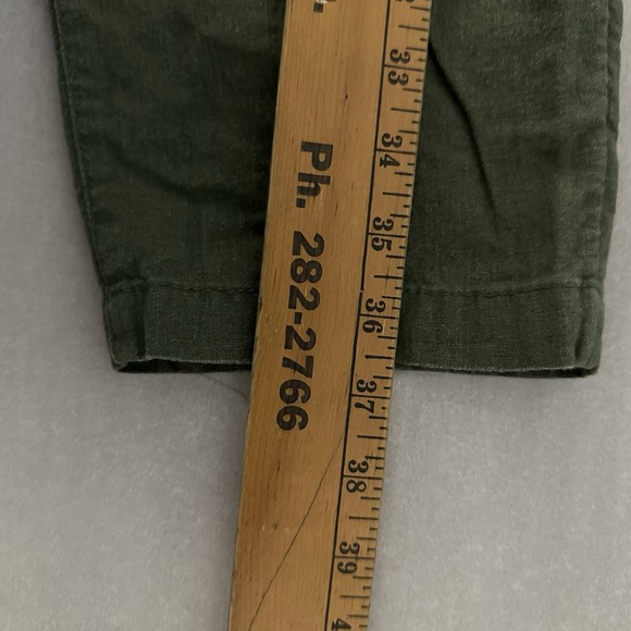 Old Navy High Rise Straight Taper XL Linen Blend Pants Olive Comfy Elastic Waist - Picture 7 of 9